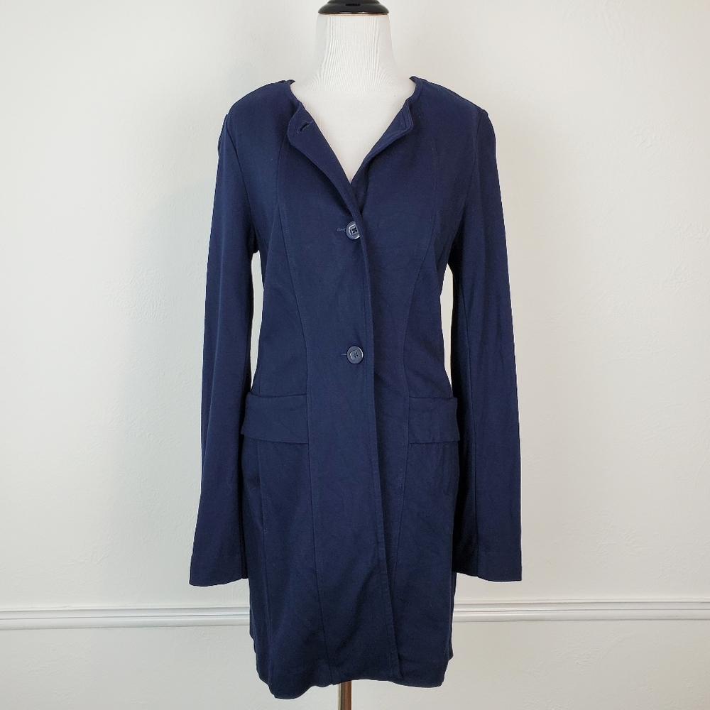 CAbi Lido Jacket Coat Blazer Ponte Knit Long Navy Blue Career Office Academia - Picture 4 of 16
